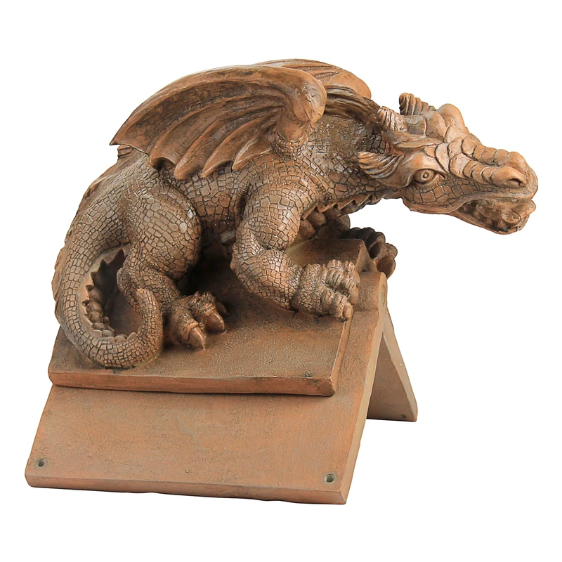 Design Toscano NG30667 Apex, the Winged Dragon Sculptural Roof Cresting, Brown