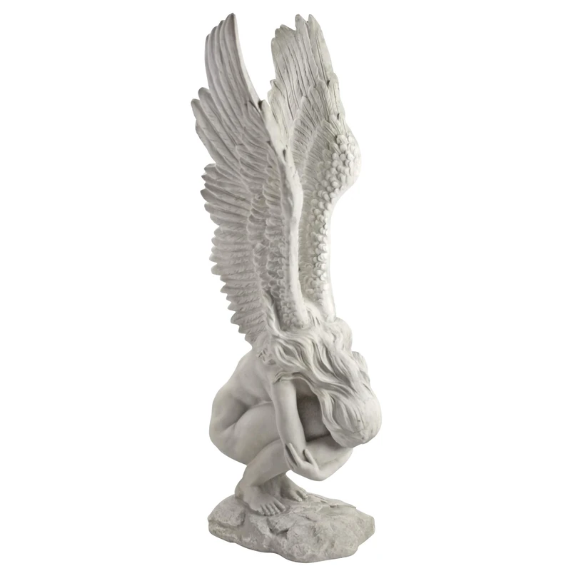 Design Toscano NG33660 Remembrance and Redemption Angel Statue, Polyresin, Antique Stone, Ivory, Large, 77.5 cm