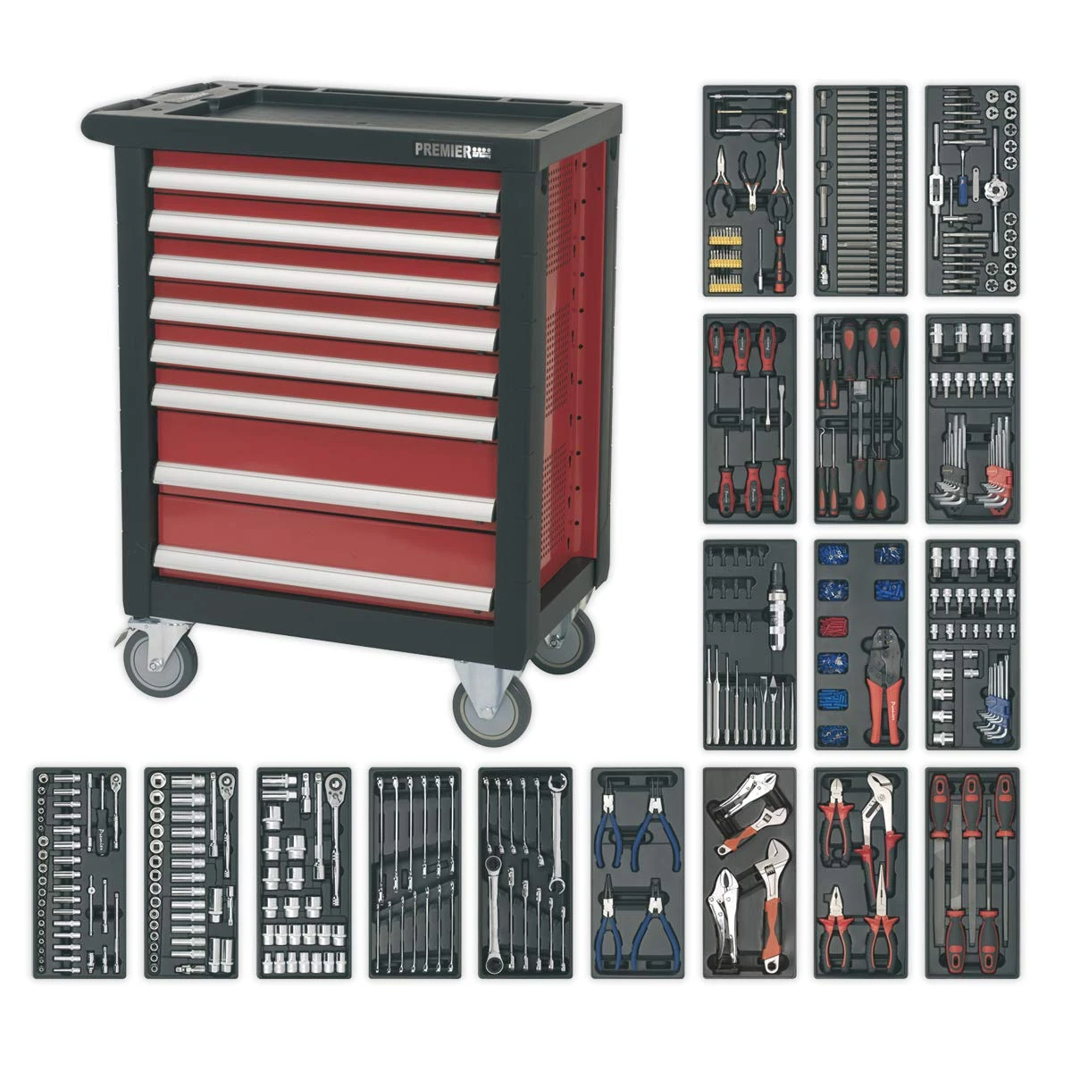 Sealey Ap2408Ttc08 Rollcab 8 Drawer With Ball Bearing Runners And 707Pc Tool Kit