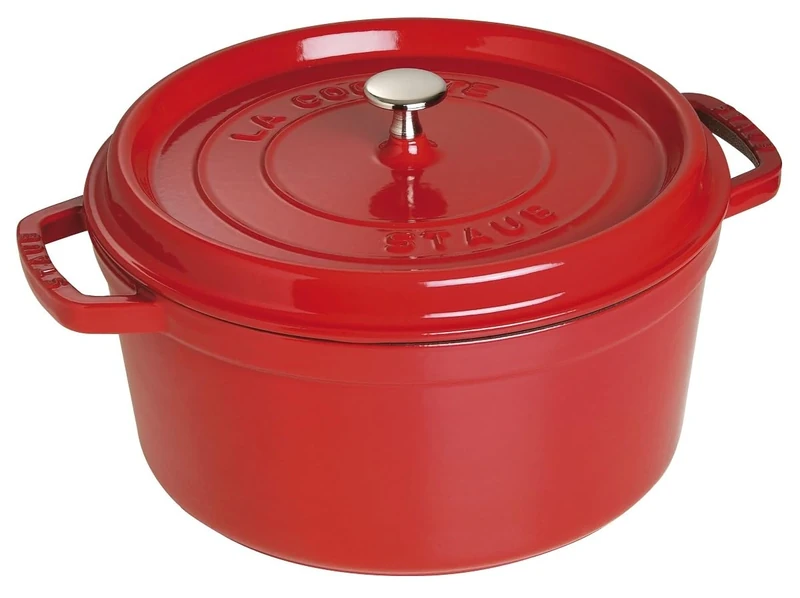 STAUB 1004224 Cast Iron Roaster/Cocotte, Round, 28 cm, 6.7 L, Cherry Red