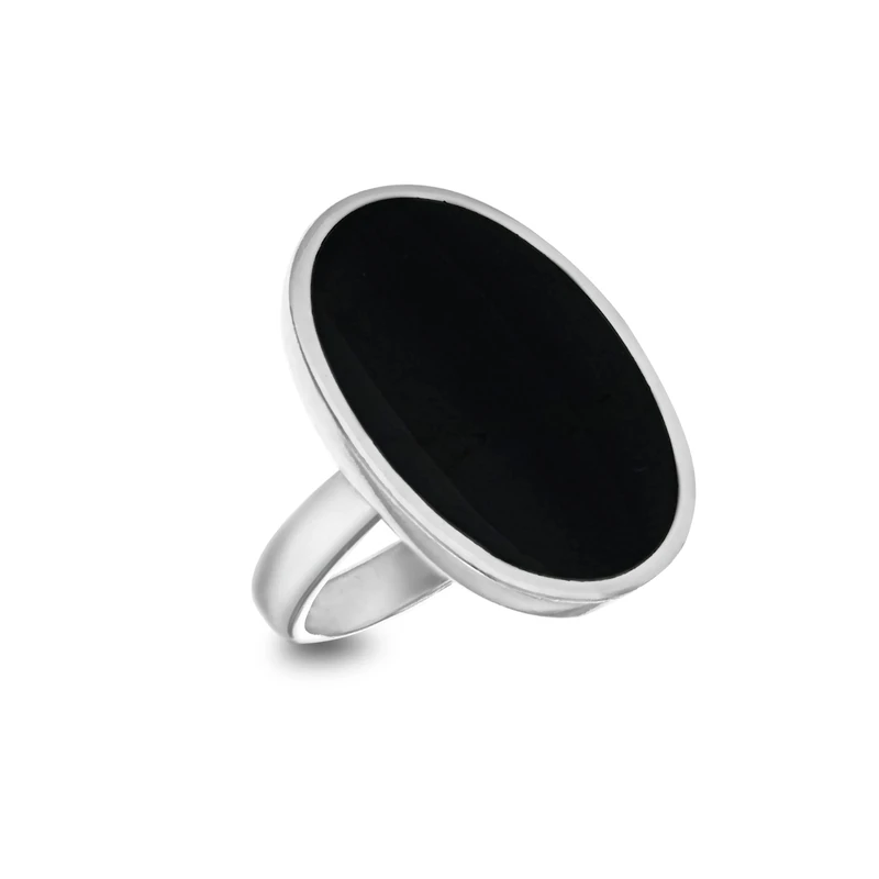 Tuscany Silver Women's Sterling Silver 23 x 15 mm Oval Onyx Ring, Size P