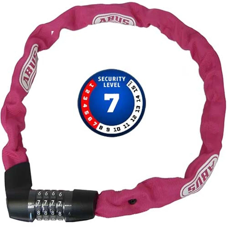 ABUS chain lock Tresor 1385 - combination lock made of hardened steel - 7 mm thick square chain - security level 7 - 85 cm - coral