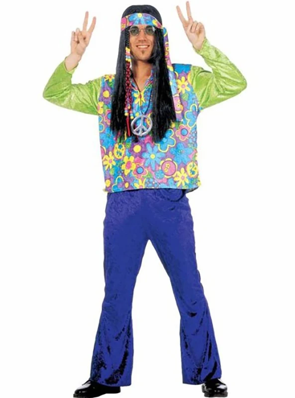 Mens Hippy Mens Velvet Costume Medium UK 40/42" for 60s 70s Hippy Fancy Dress