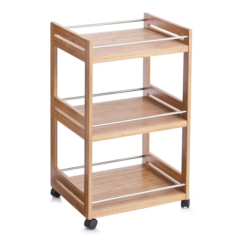Zeller 13591 Bathroom Storage Trolley Bamboo/Metal 45.7 x 38 x 76