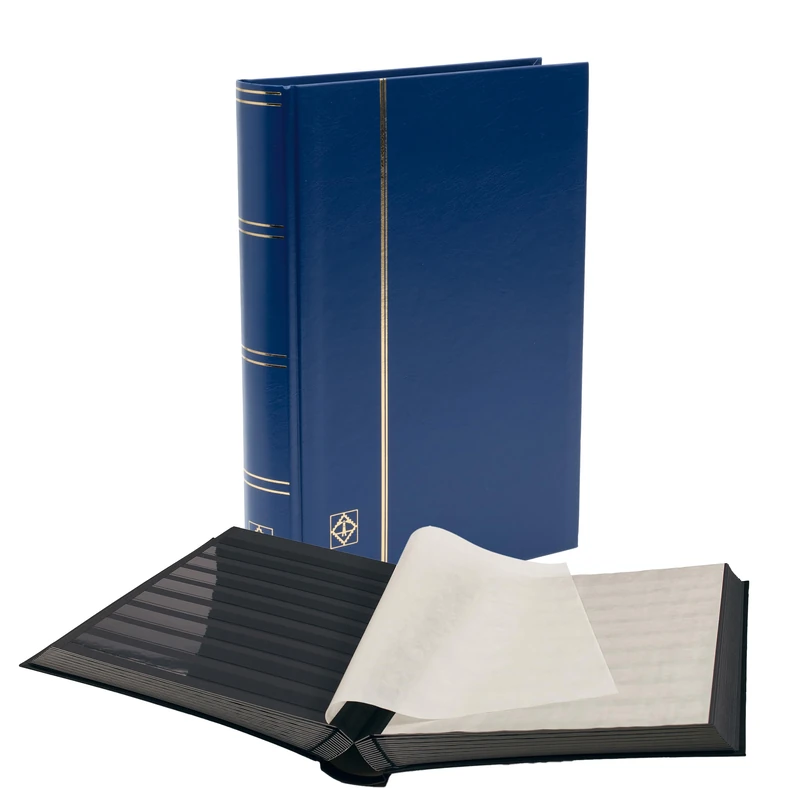 Leuchtturm 327853 Stamp collecting album - stock book Basic - 64 black DIN A4 pages - unpadded, blue - Image 1
