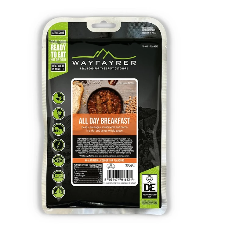 Wayfayrer All Day Breakfast 300g Ready to Eat, Hot or Cold, Meal Pouch Recommended for Duke of Edinburgh's Award Expeditions, Camping, Hiking, Fishing and Outdoor Adventures