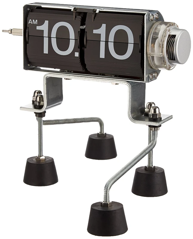 Kikkerland Flip Clock, Steel with Plastic Numbers, Silver, 1745 - Image 1