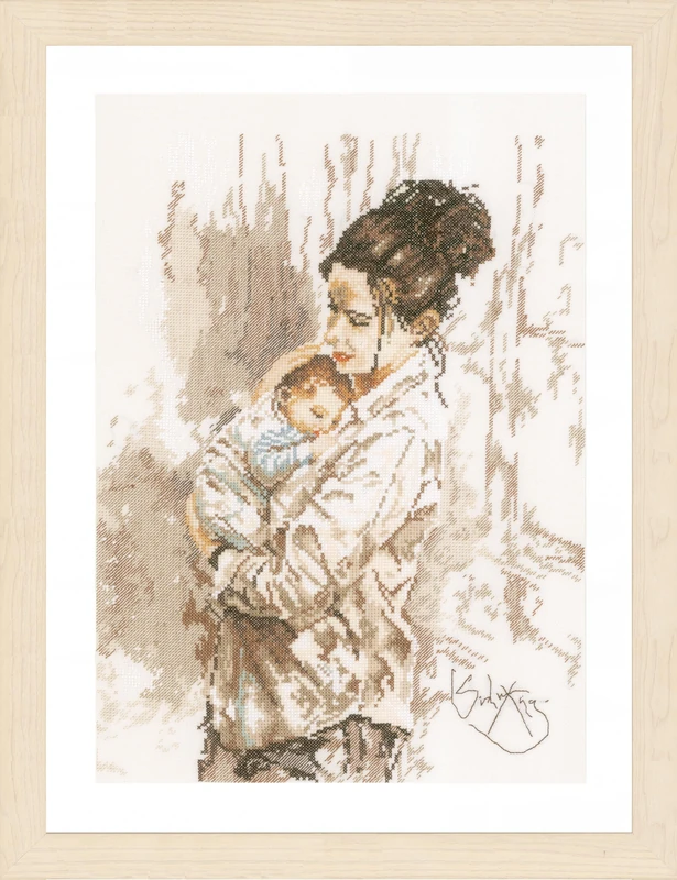 Lanarte Counted Cross Stitch Kits Complete Wall Art DIY Maternal Love Set Crafts Adults Set Decoration Salon Creative Gift ca. 29 x 39cm Cross Stitch Embroidery