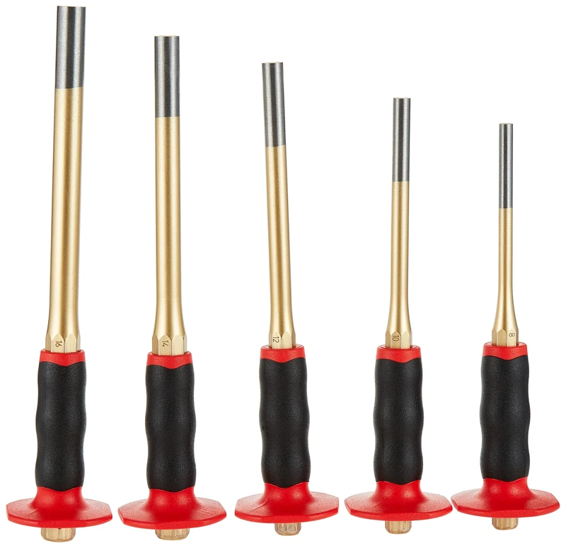 Rennsteig 425 153 0 Pin Punch Set Large with Hand Guard 5-Piece