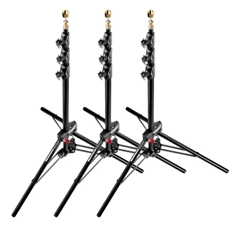 Manfrotto 1051BAC-3 6-Feet 9-Inches Alu Mini Compact Stand AC with 4 Section and 3 Risers, 3-Pack (Black)