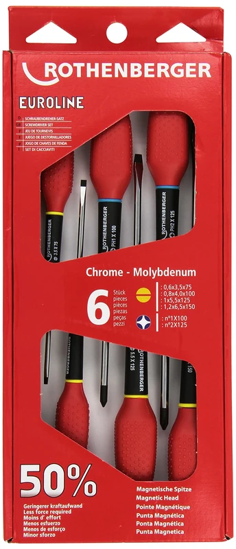 Rothenberger 1000001354 Euroline Set of 6 Screwdrivers Philips 2/4