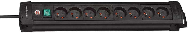 Brennenstuhl Premium Plus 8 Sockets with Switch Extension Cable 3 m, Black, 1156001068