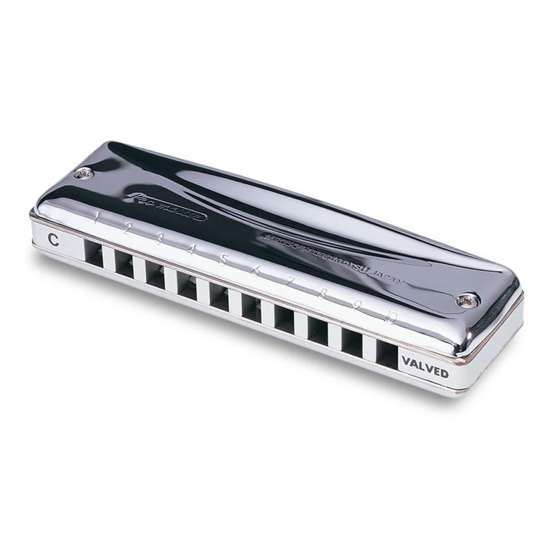 Suzuki Diatonic Harmonica Pro Master Valve MR-350V- key of A, Silver with chrome plating