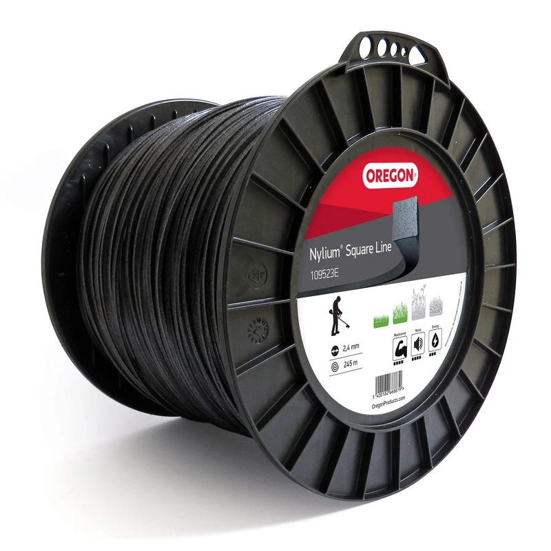 Oregon Square Shaped 2.4mm Strimmer Line with Aluminium Particles, Tackles Grass, Weeds & Thick Vegetation, Professional Heavy Duty Strimmer Wire, Fits Most Standard Models, 2.4 mm x 245m (109523E)