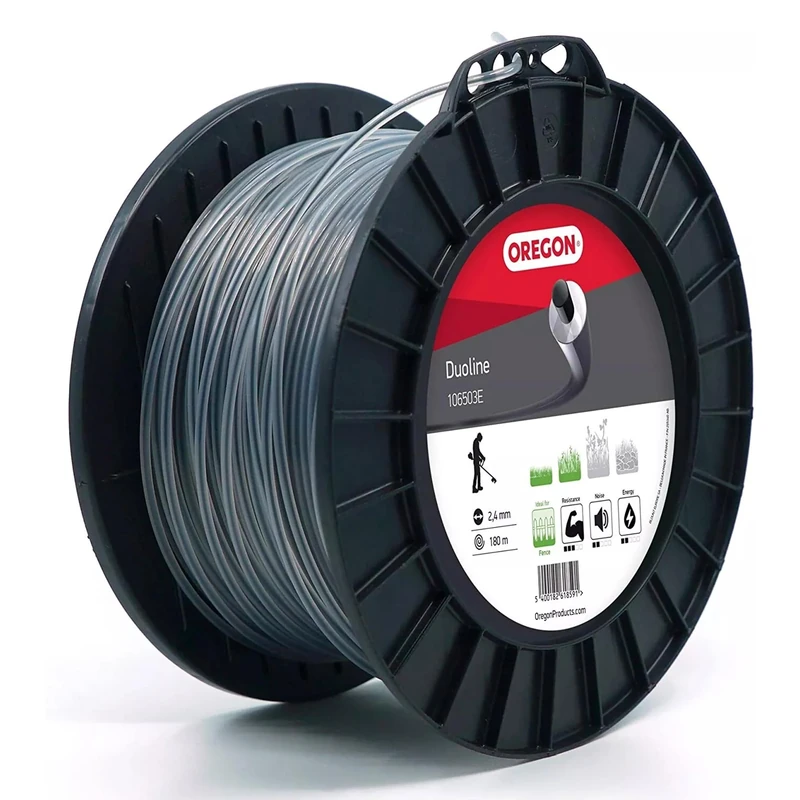Oregon Round 2.4mm Strimmer Line, Durable Dual Material Line, Tackles Grass, Weeds & Thick Vegetation, Professional Heavy Duty Strimmer Wire, Fits Most Standard Models, 2.4 mm x 180 m (106503E)