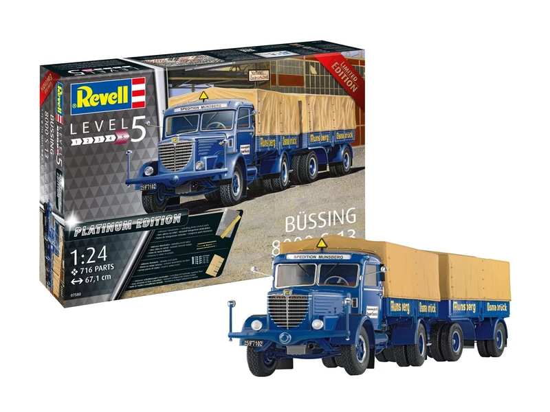 Revell 07580 Büssing 8000 S 13 mit Trailer Platinum Edition 1:24 Scale Unbuilt/Unpainted Plastic Model Kit
