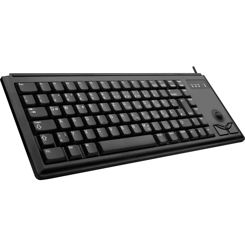 CHERRY G84-4400, Compact Keyboard with Trackball, EU-Layout (QWERTY), Wired (USB-Connection), 2 Mouse Keys, Mechanical CHERRY ML Switches, Black