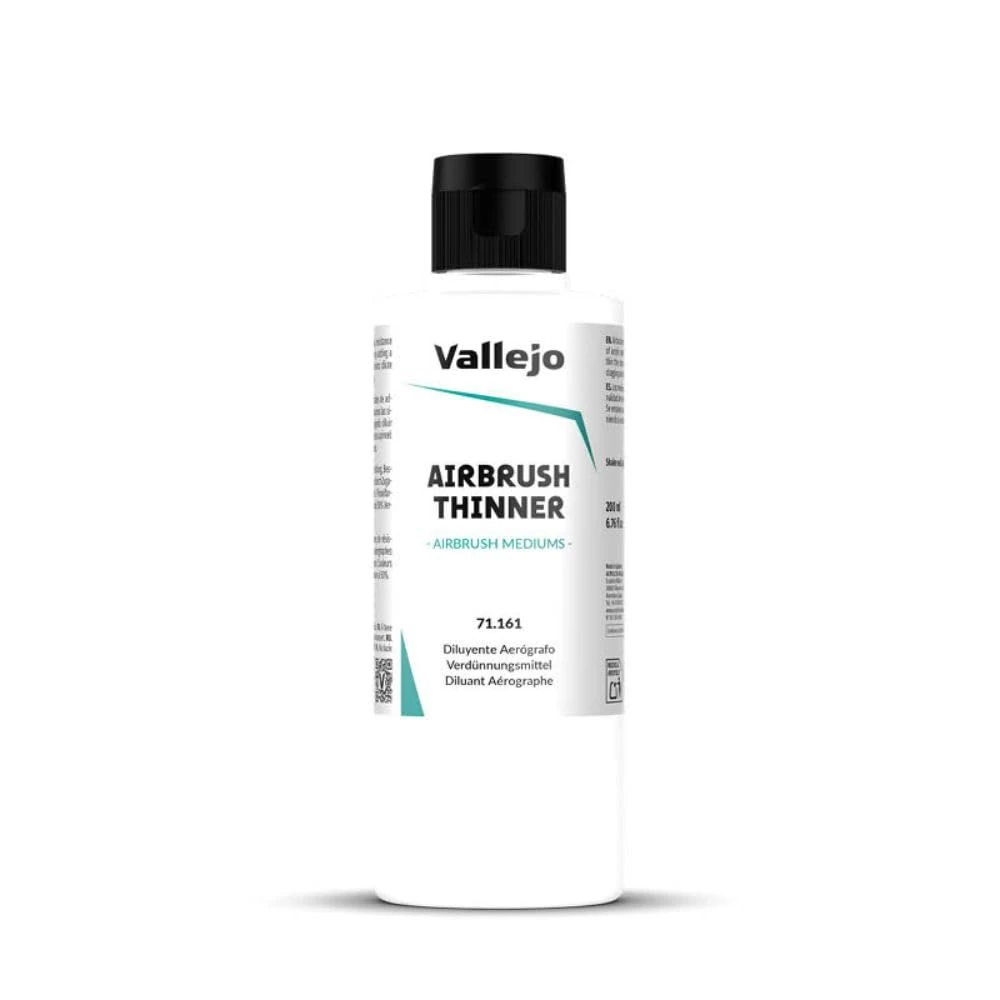 Vallejo Airbrush Thinner, 200 ml Acrylic Paint Diluent, Maintains Color Quality, Ideal for Airbrush Techniques, Compatible with All Acrylic Paints