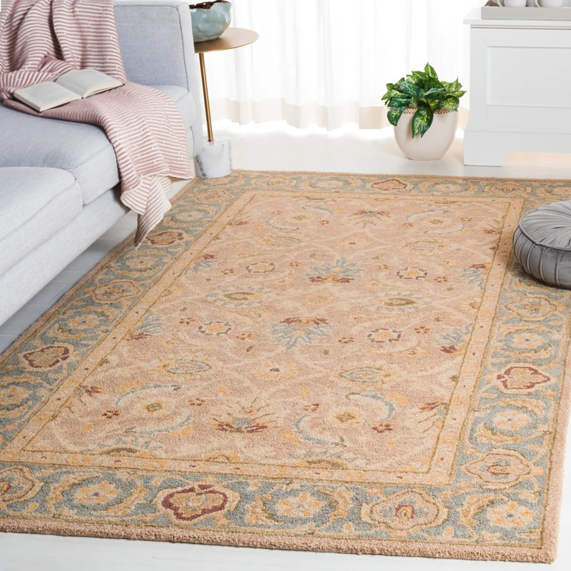 SAFAVIEH Traditional Persian Rug for Living Room, Dining Room, Bedroom - Anatolia Collection, Short Pile, in Brown and Blue, 152 X 244 cm