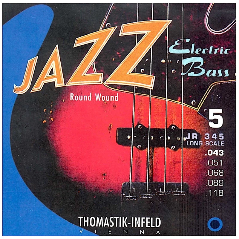 Thomastik Saiten für E-Bass Jazz Bass Serie Nickel Round Wound Roundcore Satz JR345 5-string roundwound long scale 34",Silver