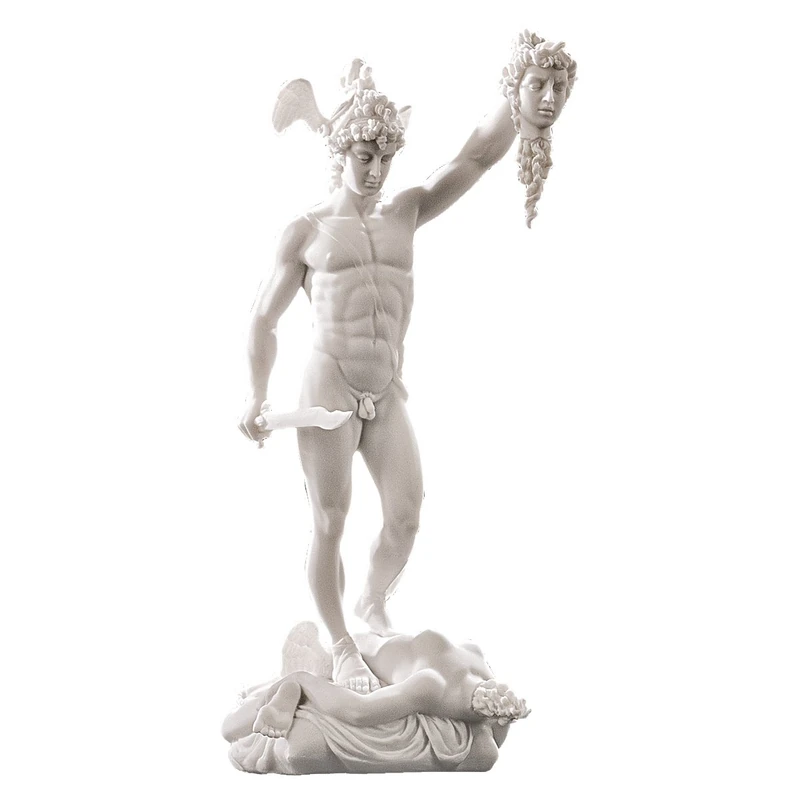 Design Toscano Perseus Beheading Medusa Greek Gods Statue, Marble Polyresin, White, 30.5 cm