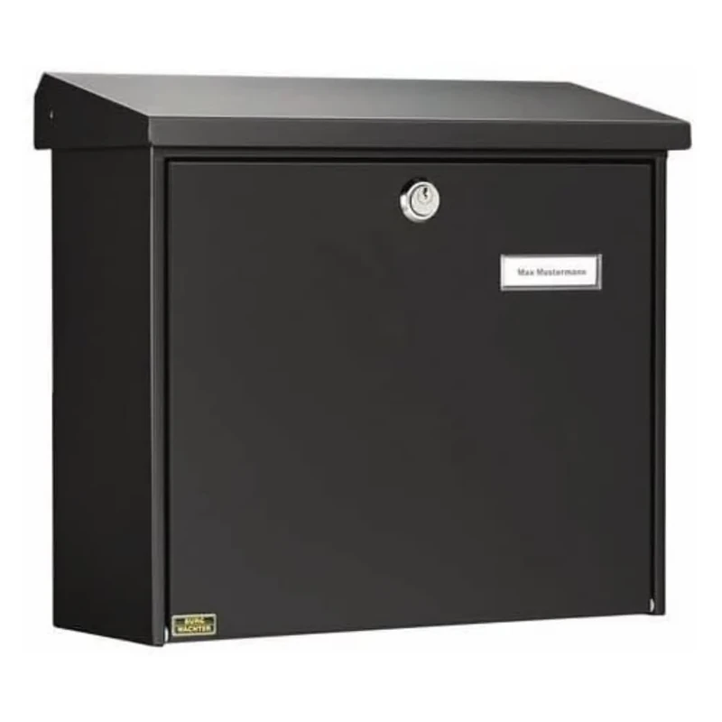 BURG-WÄCHTER Letterbox with Hinged Rain Canopy, A4 Throw-in Format, EU Norm EN 13724, Galvanized Steel, Comfort 913 S, Black