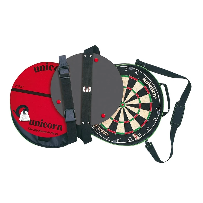 Unicorn Portable Dartboard Darts Board | Unicorn on Tour | Eclipse Pro Sisal Bristle Board | with Door Fixings | Bag with Handles & Adjustable Shoulder Strap | Round Oche Mat and Ochemate Measure