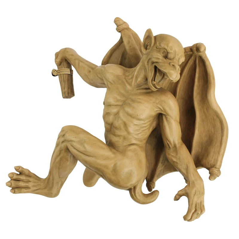 Design Toscano NG832115 Gaston the Gothic Gargoyle Climber Hanging Statue, Medium, 33 cm, Polyresin, Gothic Stone