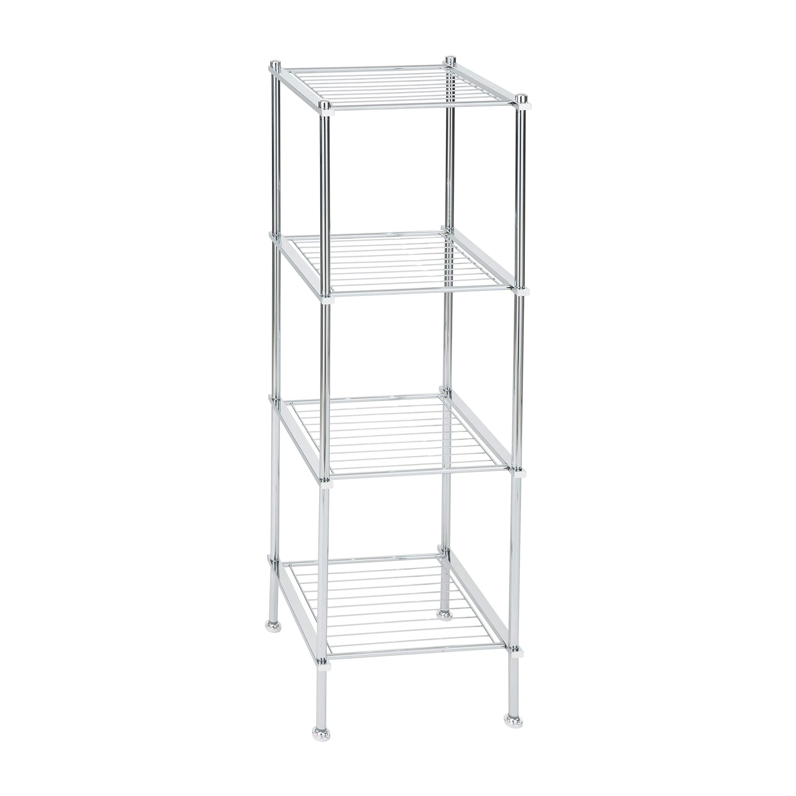 Organize It All 4 Tier Chrome Freestanding Bathroom Storage Shelf