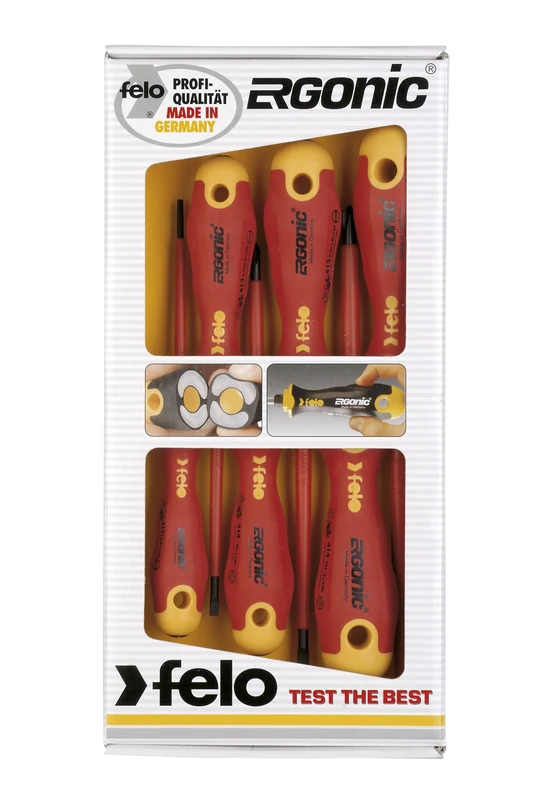 Felo 07157 53169 Ergonic Insulated Slotted & Phillips Screwdrivers, Set of 6