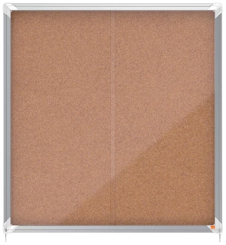 Nobo Cork Lockable Notice Board With Sliding Glass Door, 12 x A4, Premium Plus, Brown, 1902574