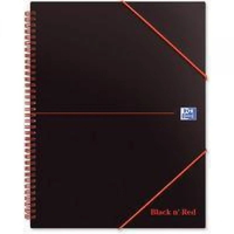 Black n Red Meeting Book Plastic Wirebound with Rear Elasticated 3-Flap Folder A4plus Ref H66071 [Pack of 5]
