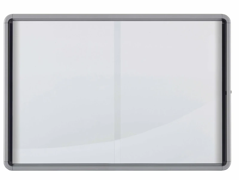 Nobo Magnetic Lockable Notice Board With Sliding Glass Door, 12 x A4, Premium Plus, White, 1902570