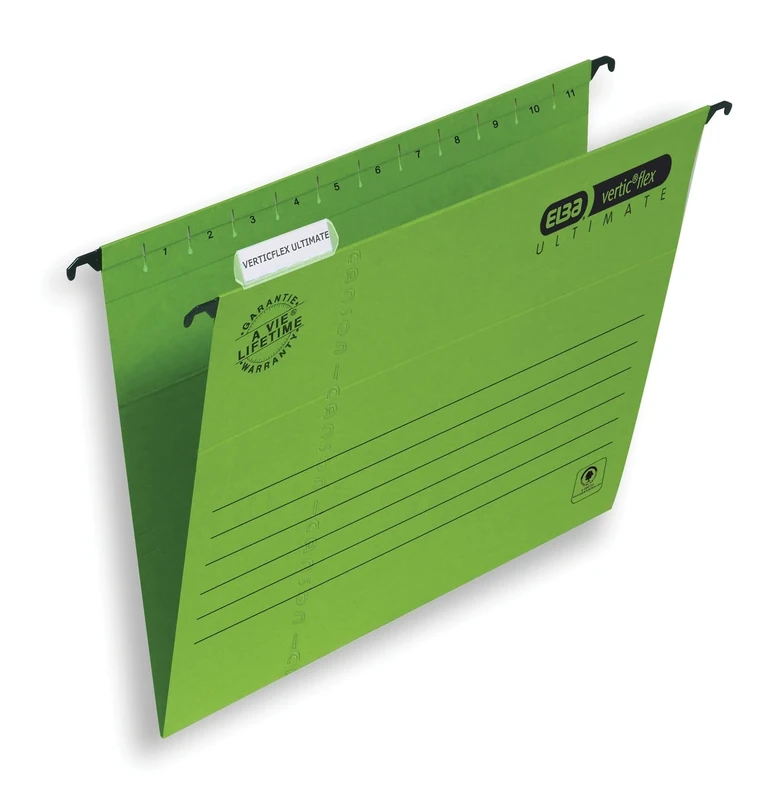 Elba Ultimate Foolscap Manilla Verticflex Suspension Files, V-Base, 240 gsm - Green (Pack of 25)
