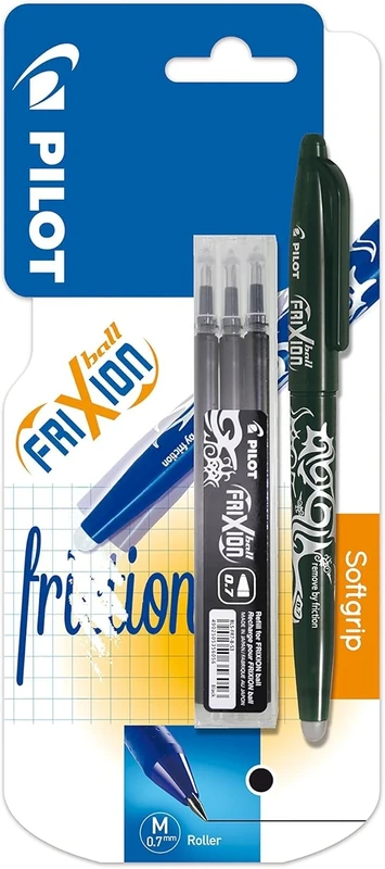 Pilot Frixion Erasable Rollerball Set 0.7 mm (Single Pen) with 3 refills - Black