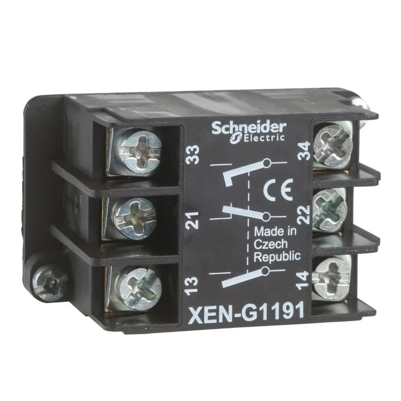 Schneider Electric Single contact block, Harmony XAC, spring return, single speed, spring return, front mounting, 2NO+1NC - Image 1
