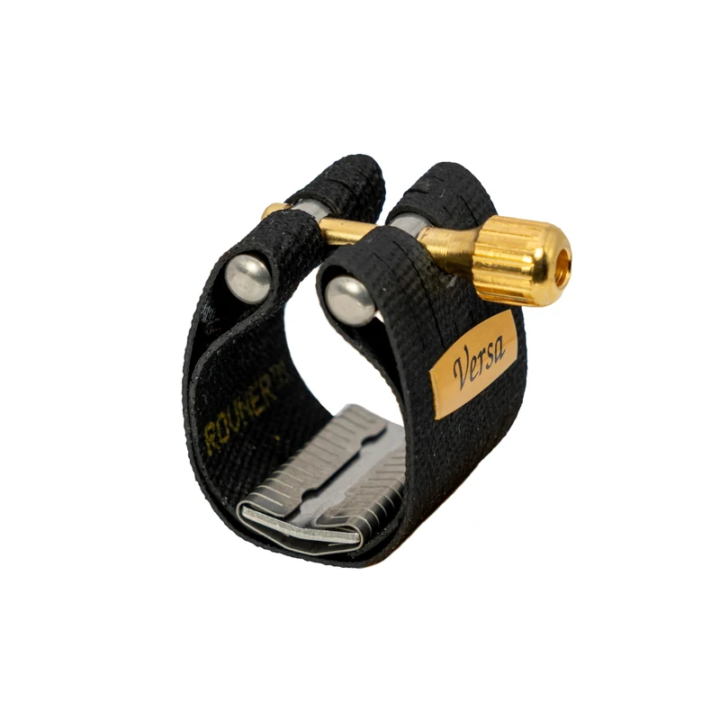 Rovner Versa Series Premium Dark Ligature for Tenor/Baritone Slim Saxophone with Hard Rubber Mouthpieces - V-2R - Black/Polished Alloy