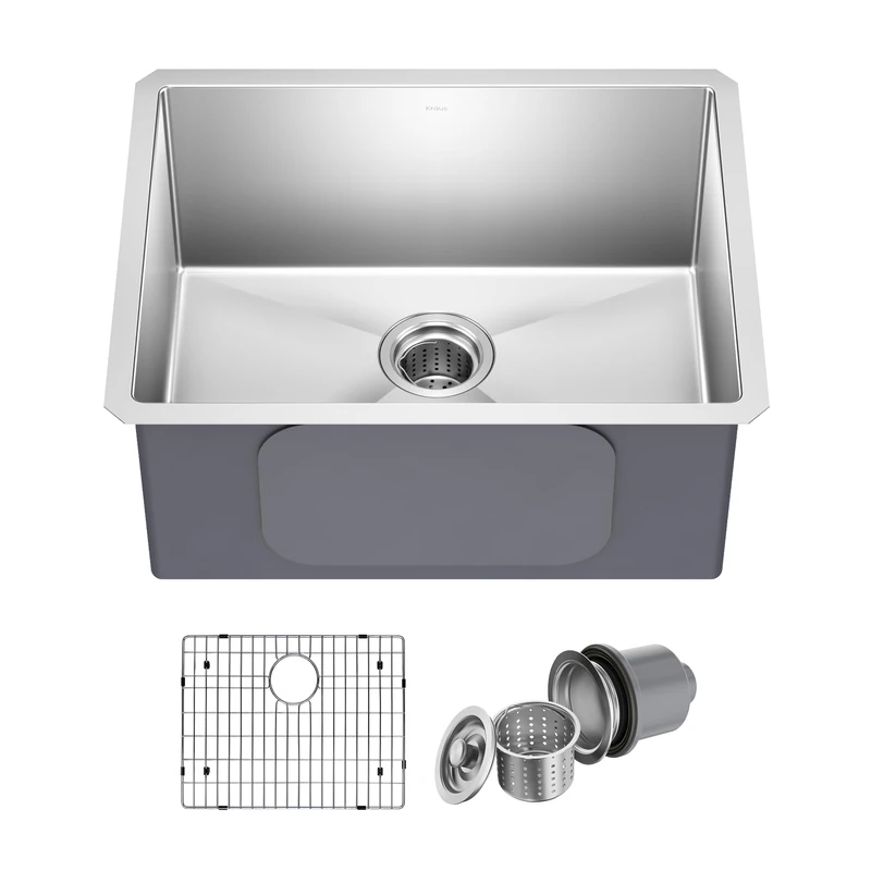 Kraus KHU101-23 23 inch Undermount Single Bowl 16 Gauge Stainless Steel Kitchen Sink