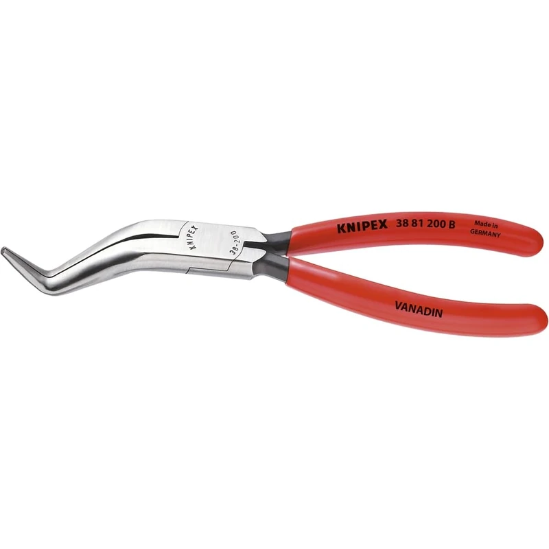KNIPEX - 38 81 200 B Tools - Long Nose Pliers Without Cutter, Double Angled (3881200B)