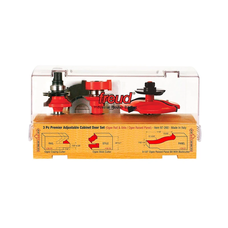 Freud 97-260: 3 Piece Premier Adjustable Cabinet Bit Set