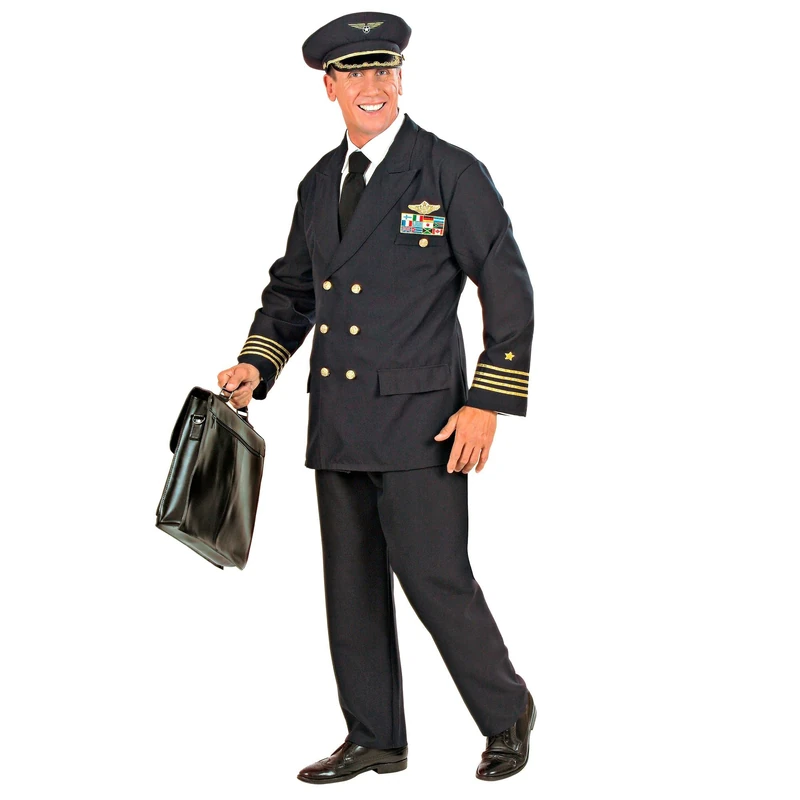 Mens Pilot Costume Small UK 38/40" for Aviation Fancy Dress