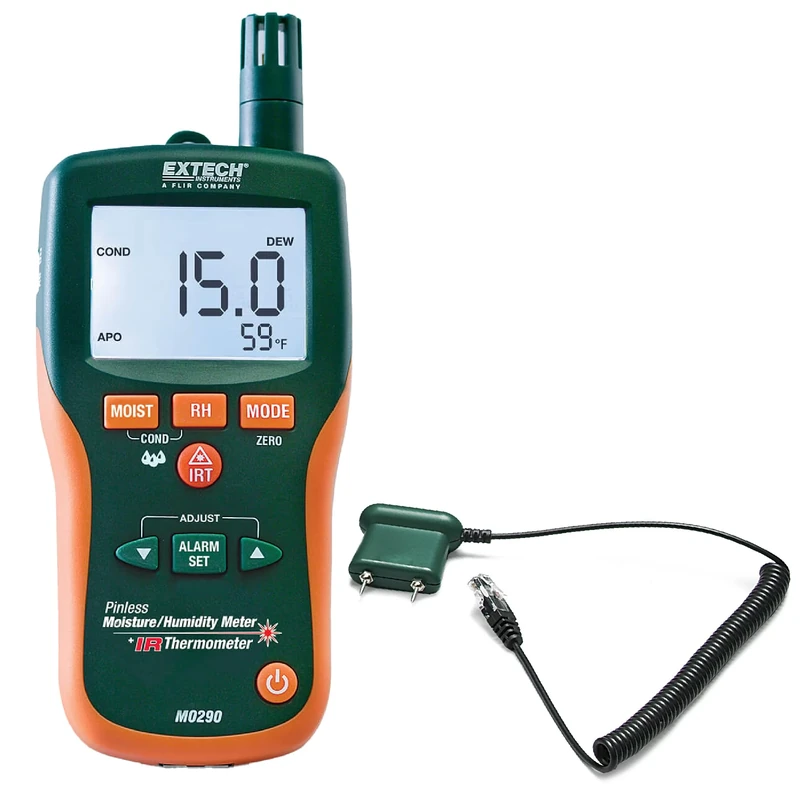 Extech MO290 Pinless Moisture Psychrometer with IR Thermometer