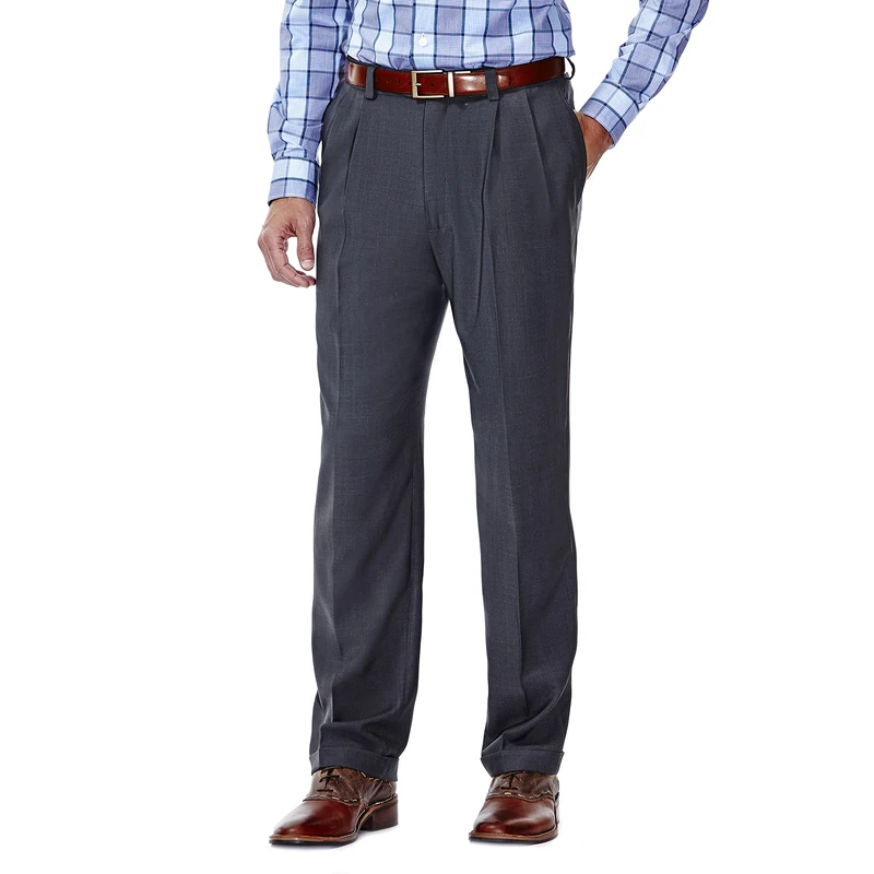Haggar mensHD00219Eclo Stria Gab Expandable Waist Pleat Front Dress Pant Dress Pants - - 34W x 30L