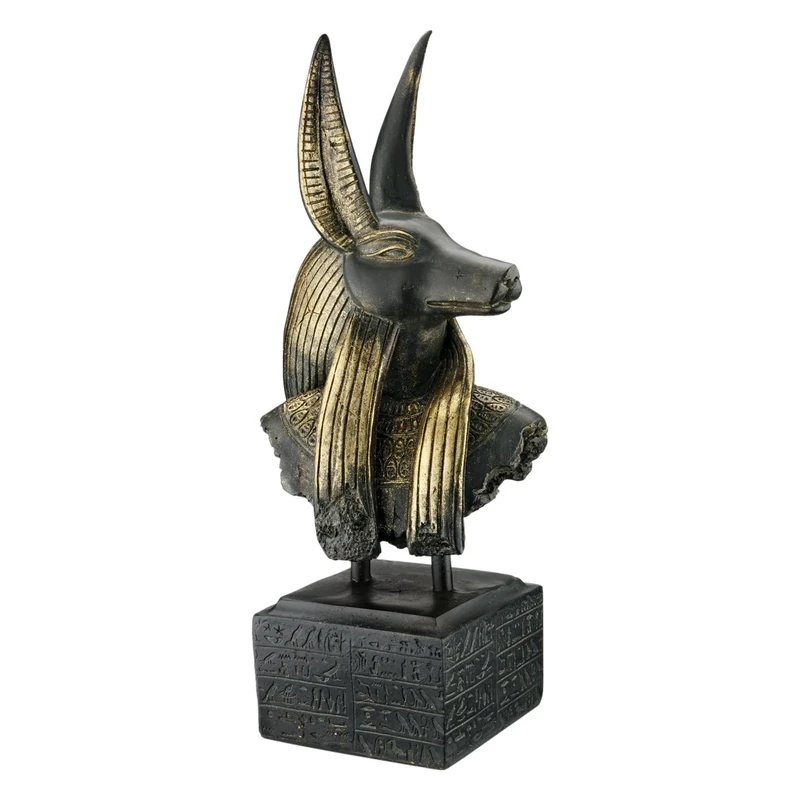 Design Toscano AH262223 Anubis God of Ancient Egypt Bust Statue, Polyresin, Black and Gold, 45.5 cm