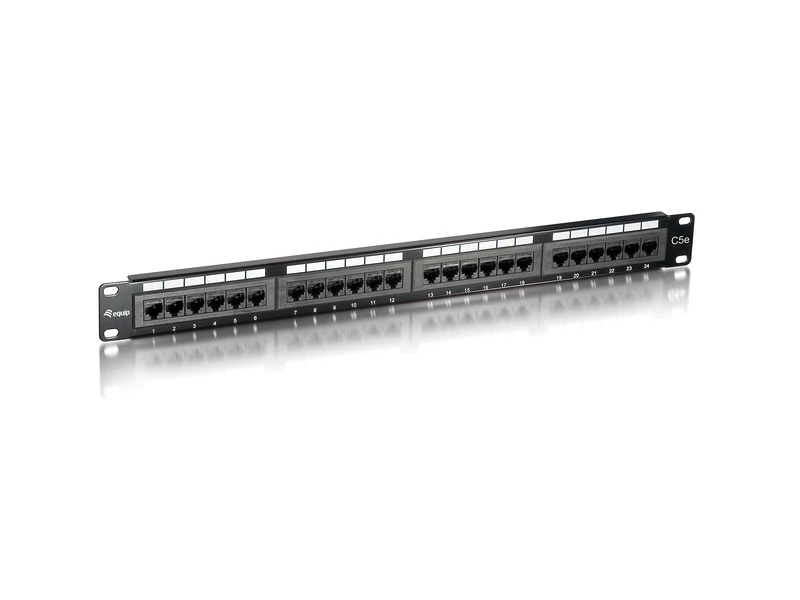 KOMQI Equip Cat5e Patch Panel 48,3 cm (19 Zoll) 1HE (24-Port, RJ45) schwarz - Image 1