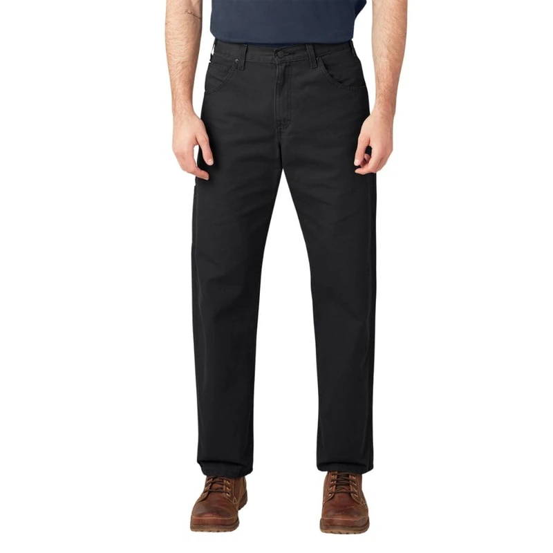 Dickies Men's Relaxed Fit Straight-Leg Duck Carpenter Jean, Black, 44W x 30L