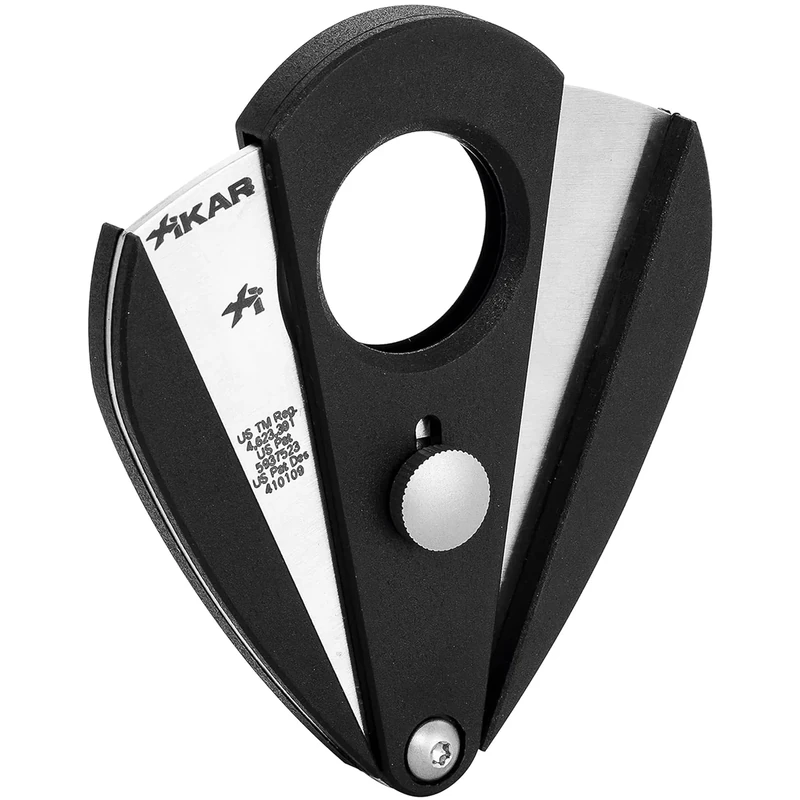 Xikar Xi2 Cigar Cutter, Spring-Loaded Double Guillotine Action, 440 Stainless Steel Blades with Rockwell C Rating of 57, Cuts 54 to 60 Ring Gauge Cigars, Noir