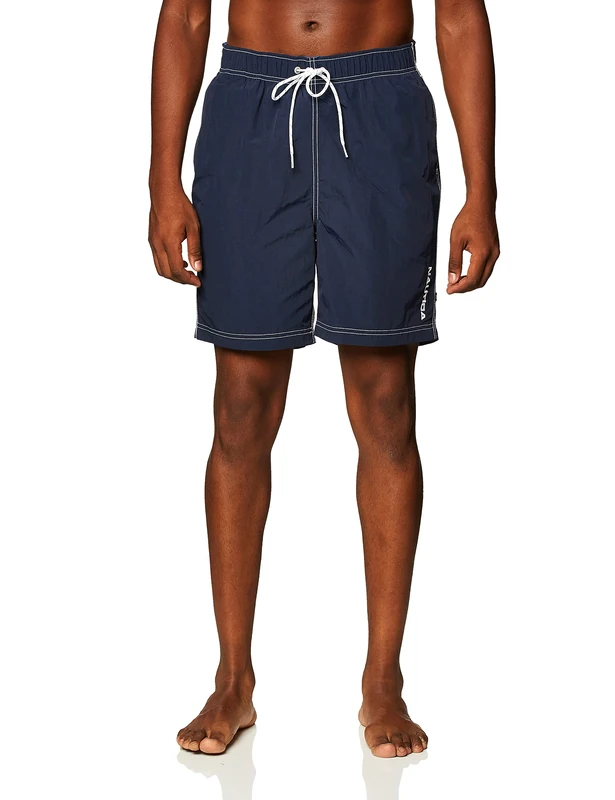 Nautica Men's Quick Dry Solid Swim Trunk, Navy, Medium - Image 1
