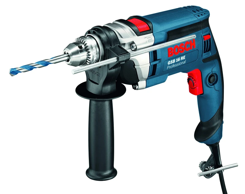 Bosch Professional Corded Impact Drill GSB 16 RE (240V, 750W, incl. Keyless Chuck 13 mm, Auxiliary Handle, Depth Stop 210 mm, Carrying Case)