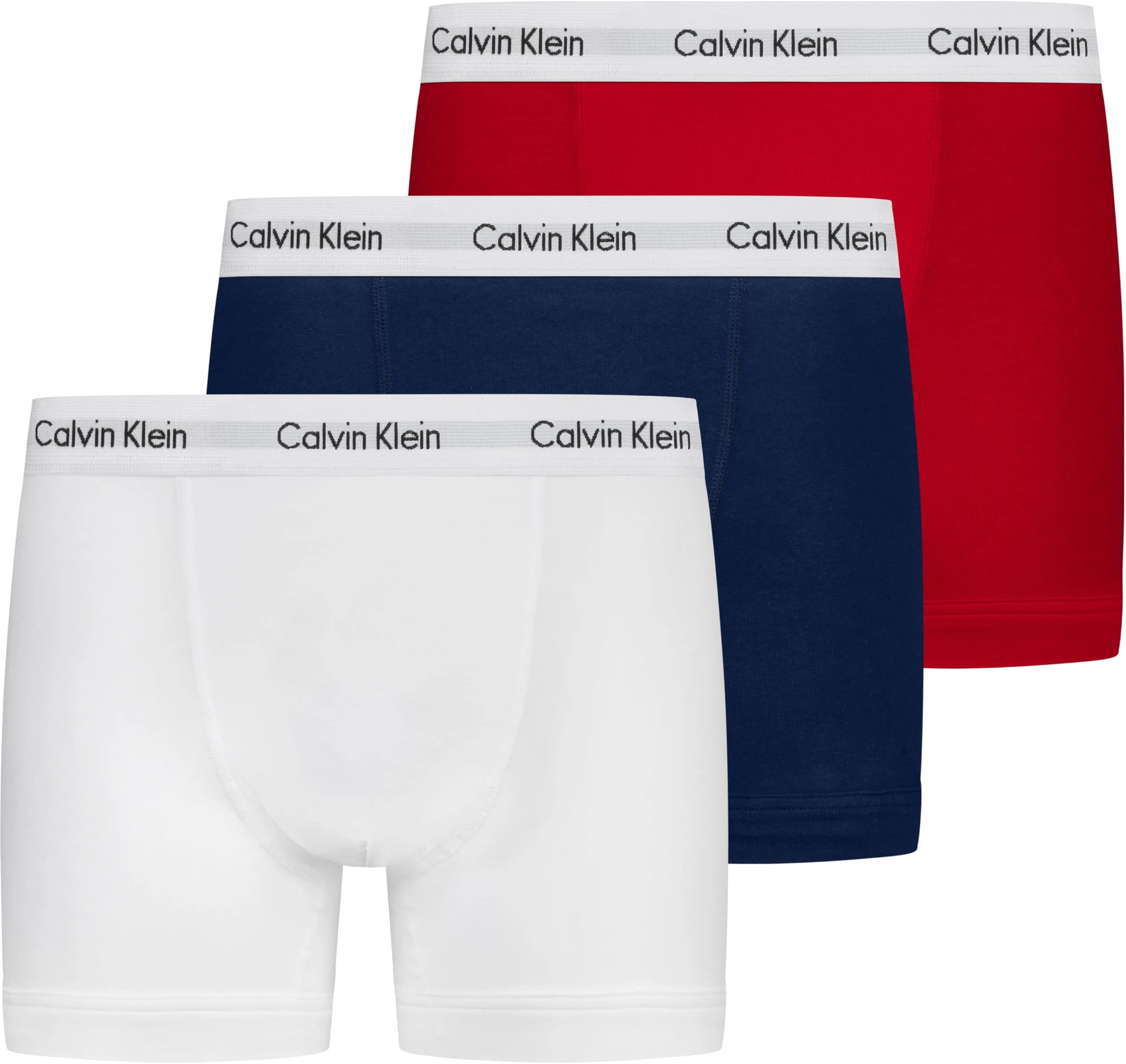Calvin Klein Men’s 3 Pack Trunks, Multicolour (White/Red Ginger/Pyro Blue), M